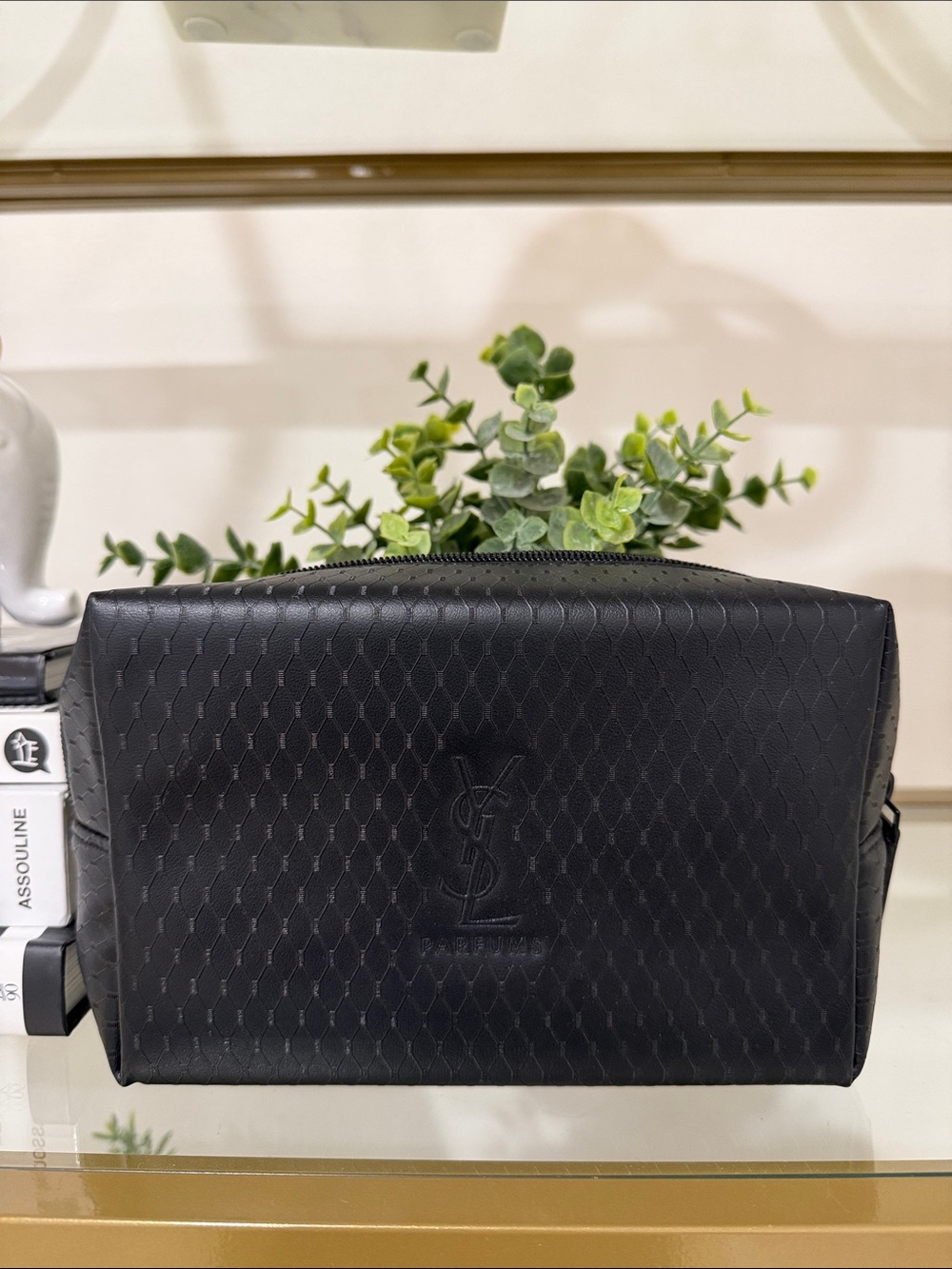 Saint Laurent Black Quilted Cosmetics Bag